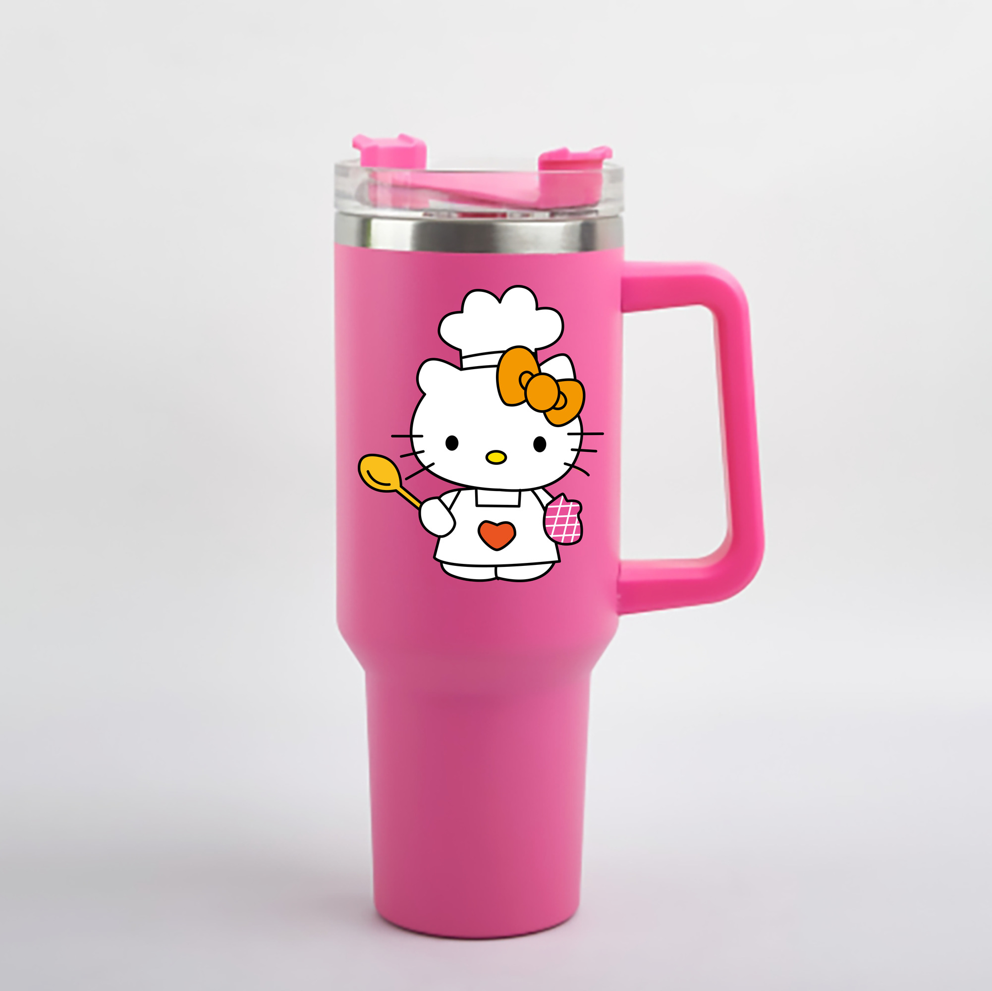 （画像用） Hello Kitty ハローキティ 1200mL車用タンブラー - クリスタルステッカー（プラスチックストロー付き）